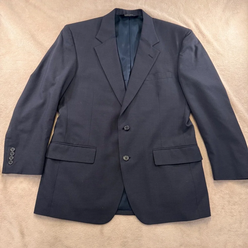 Jos A Bank Business Express Navy Blue 100% Wool 2-Buttn Blazer Sport Coat Sz 40S